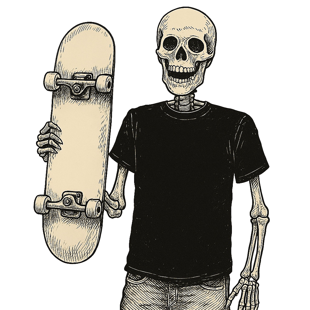 happy skeleton skater